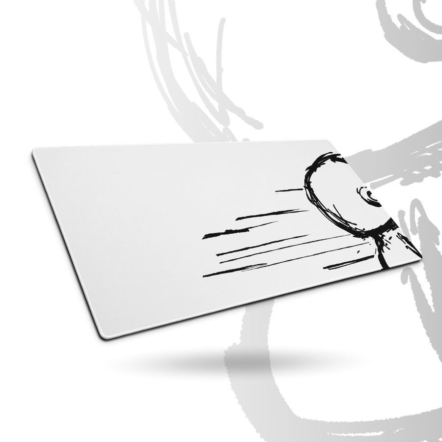 Sketch Series 001 XL desk mat, angled view showing the stitched edges and non-slip base