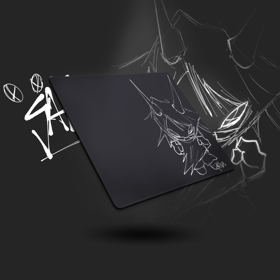 Sketch Series 002 v2 Black 18x16 mouse pad, angled